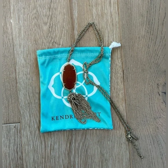 Kendra Scott Gold and Burnt Orange Rayne Pendant Necklace - Picture 2 of 14